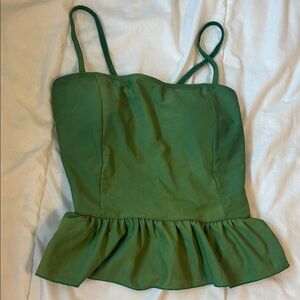 Green Peplum Women Swim Top
